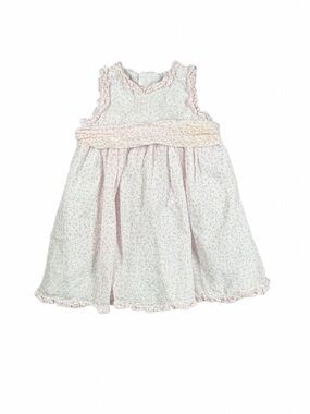 LULI & ME Swiss Dot Back Bow Dress with Pink Floral Print - 12M